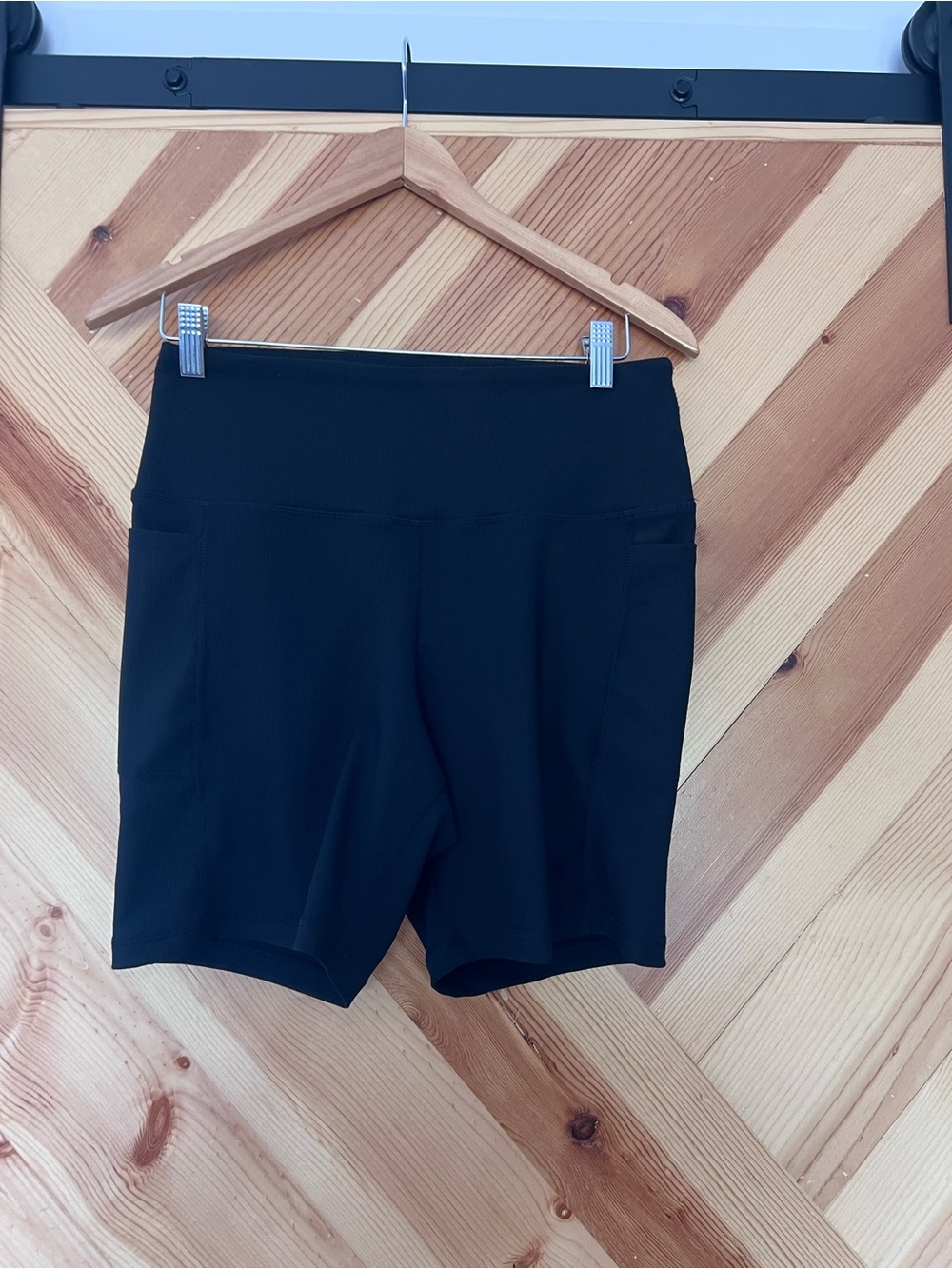 Danskin Black High-Rise ribbed Bike Shorts